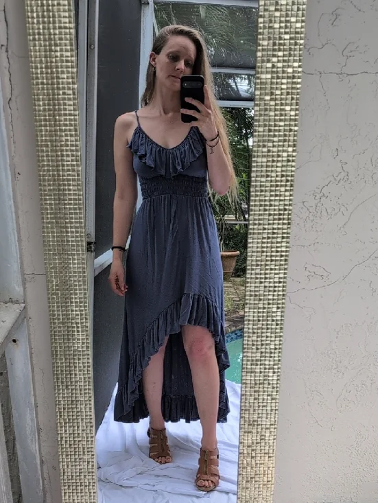 Express Ruffle High-Low Maxi Dress - Slate - Picture 4 of 7